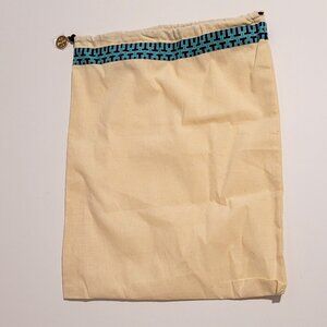 Tory Burch Dust Bag Large Turquoise/Navy Trim purple cord + Gold Emblem